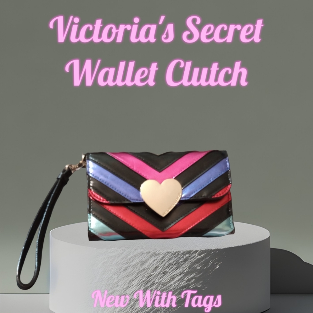 👛💵NWT•Victoria's Secret Metallic Wallet Clutch w/ Wristlet